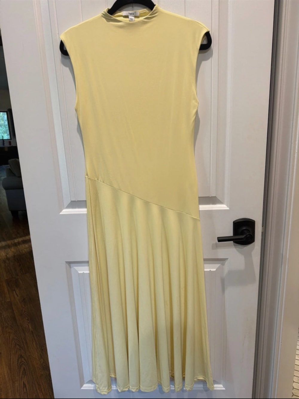 Bar III Pale Yellow Maxi Dress with Flared Skirt